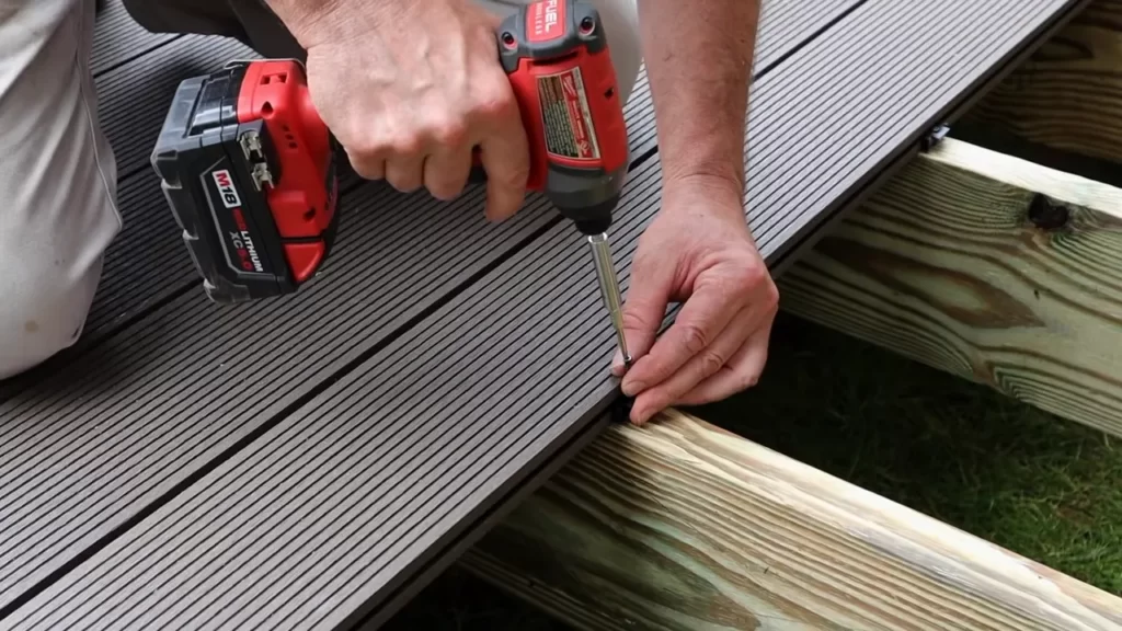Positioning and Fastening the First Deck Board Securely